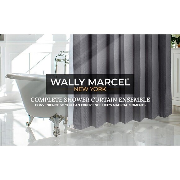 Fabric Shower Curtain 38pc Set: Ivory / Cream  New - Picture 4 of 6